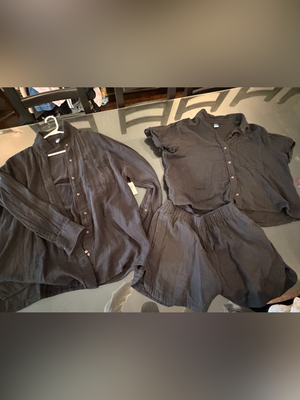Old navy Casual Black Linen Button-Up Set